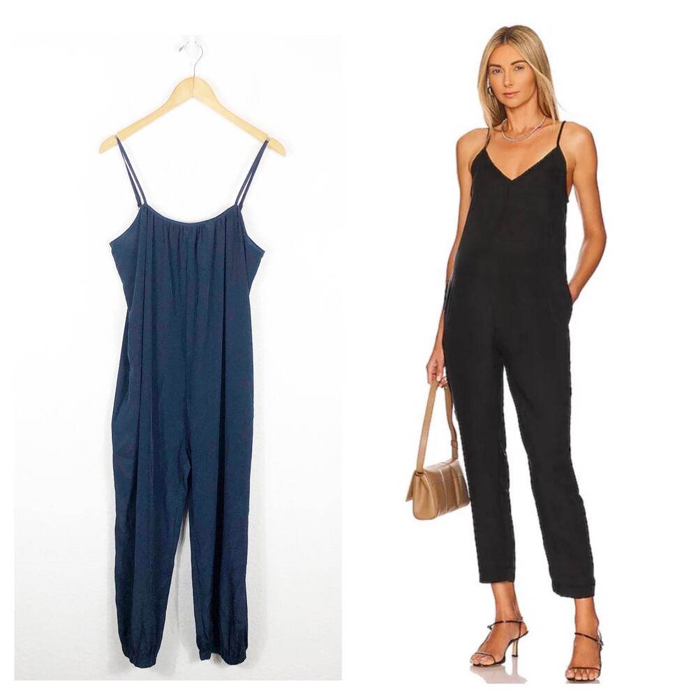 Hatch Blue Oversized Tapered Sleeveless Jumpsuit Small Maternity Lightweight